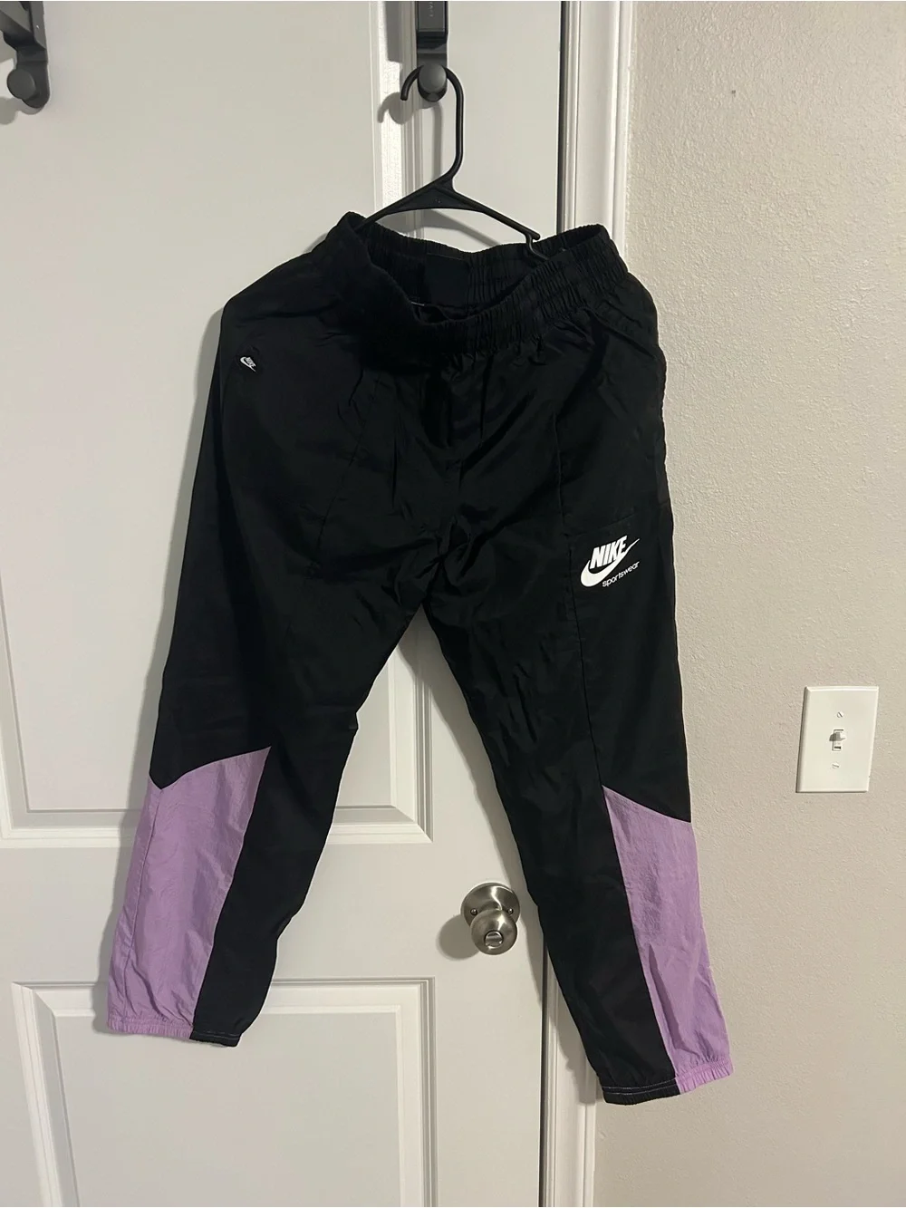 Nike Black and Lavender Panel Joggers for Kids